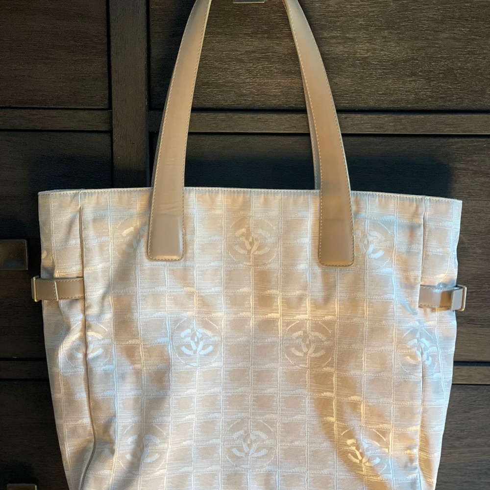 CHANEL Beige Nylon Tote Bag